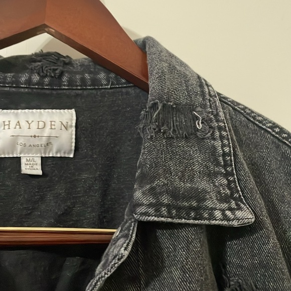 Hayden Black Jean Jacket with Plaid Detail Size M/L - Picture 5 of 6